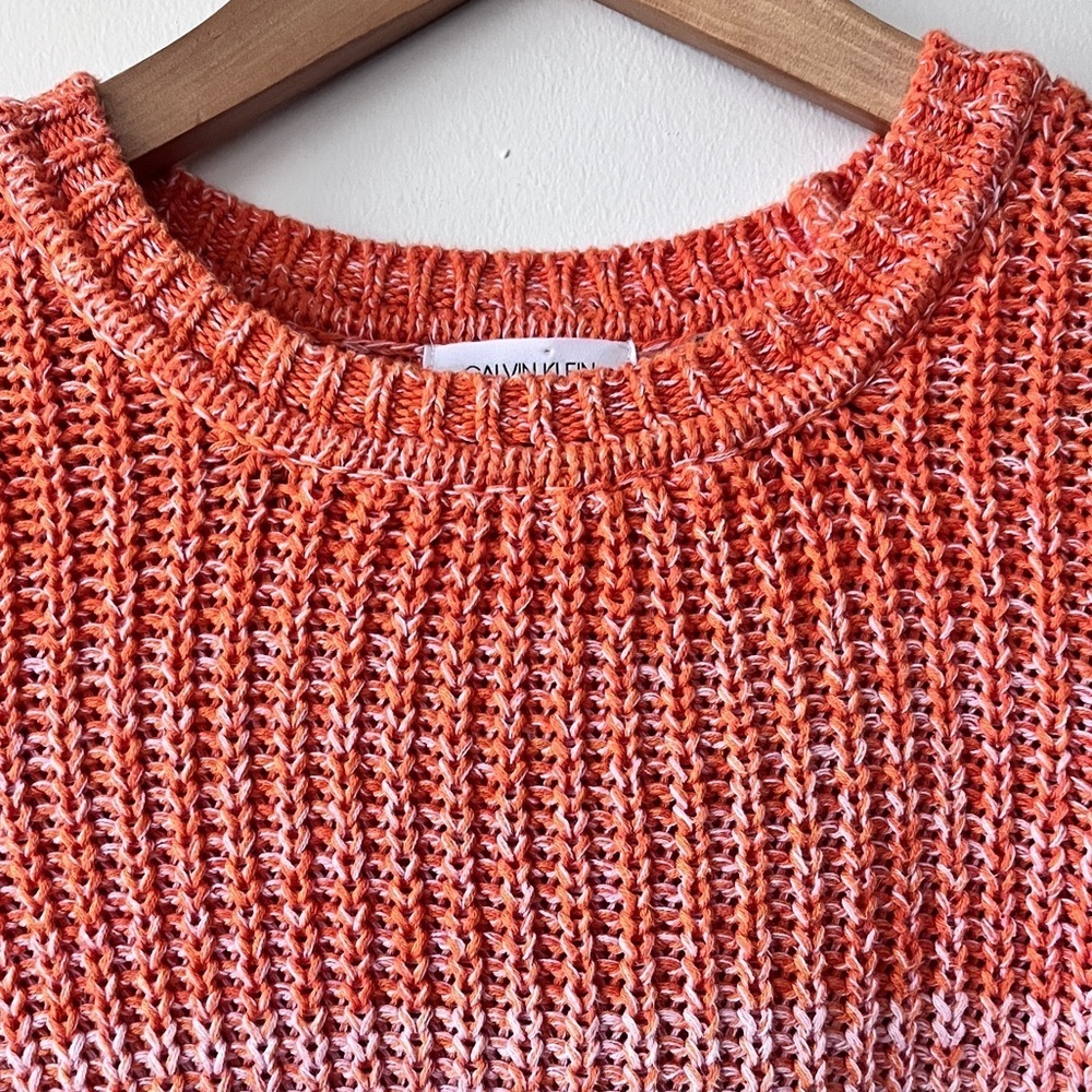 Women’s Calvin Klein Marled Pink Ombre Knit Pullover Cabincore Sweater Size XS - Picture 2 of 11